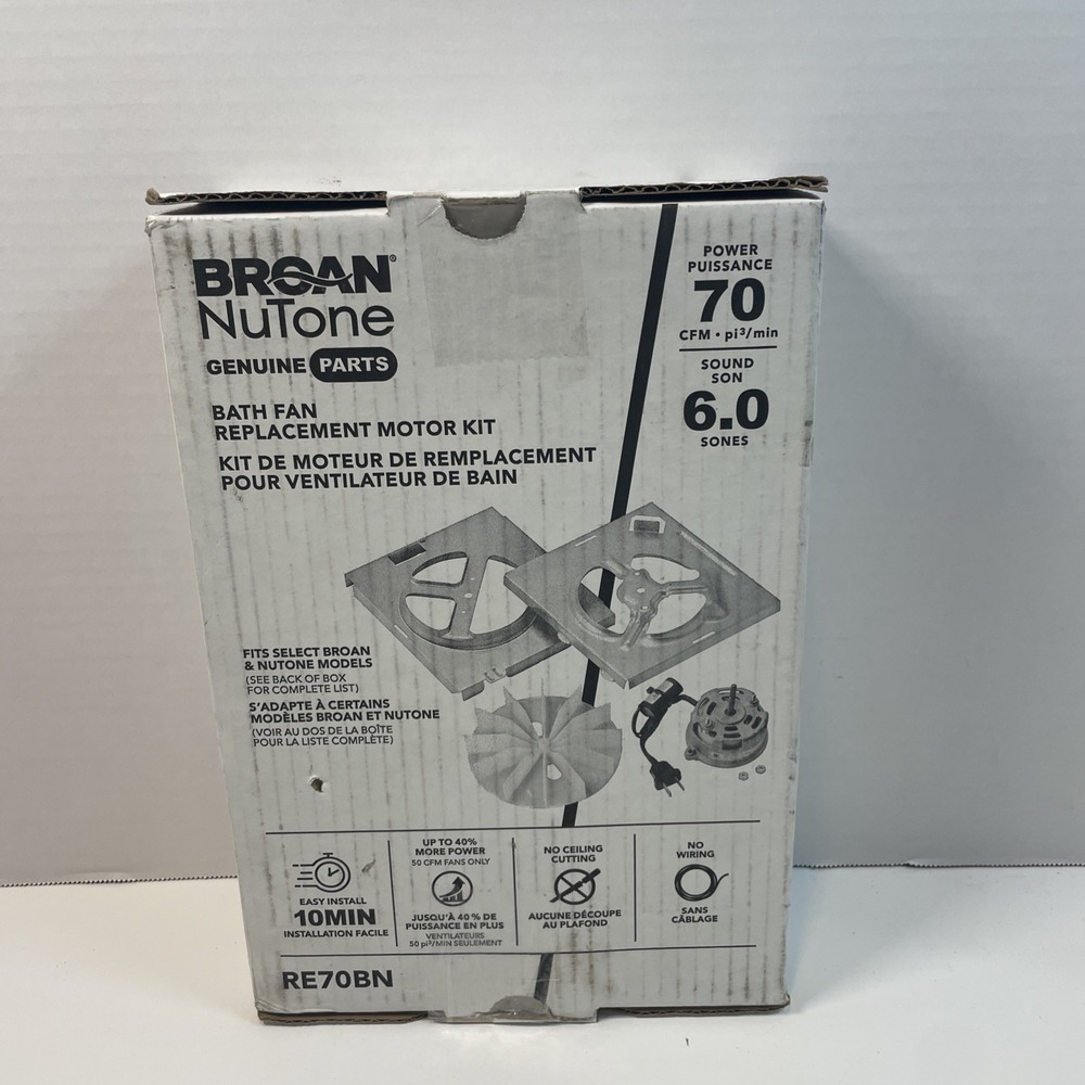 Broan-NuTone Bath Fan Replacement Motor Kit RE70BN 70 CFM 6.0 Sones Genuine Part